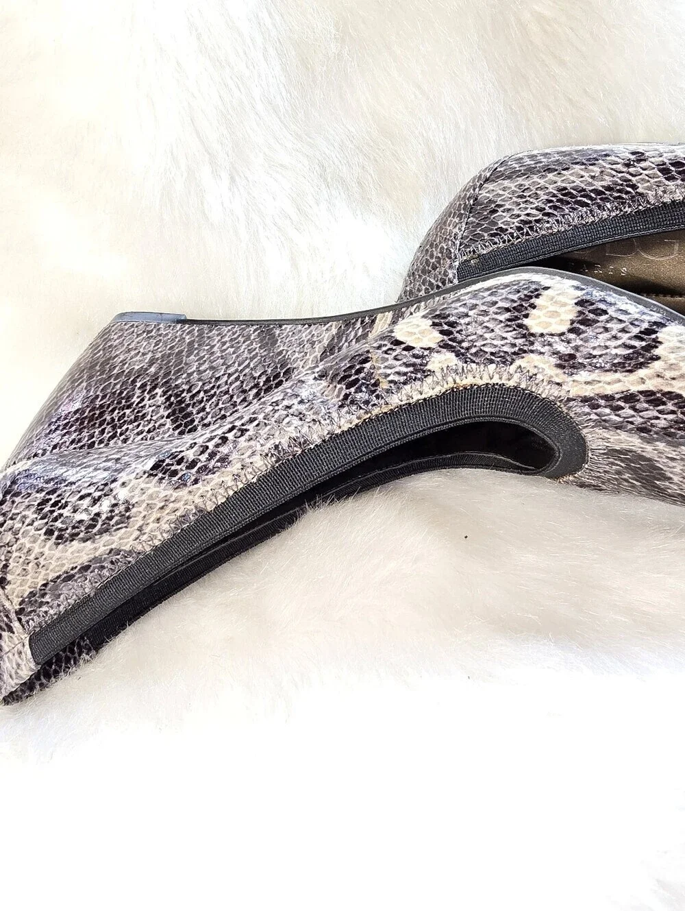 BCBGeneration Nalisa Women’s Snake-Print Wedge Pumps - Black/Gray